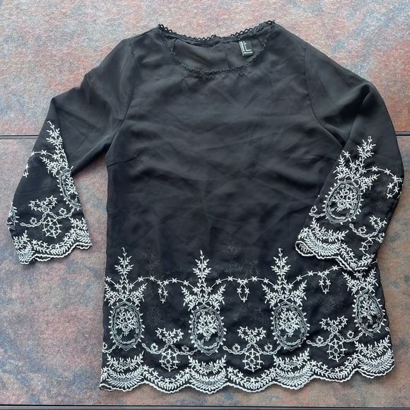 sheer embroidered top - Picture 1 of 5